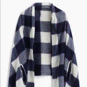J. Crew Buffalo Check Cape Scarf in Navy